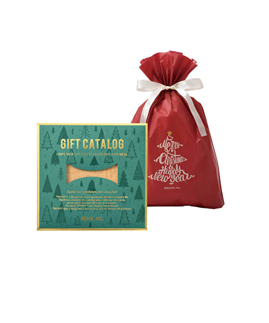 BRUNOカタログギフト 冬限定2025 クリスマスギフト巾着セット(フォレストグリーン)