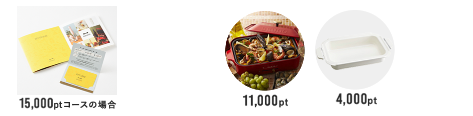 ポイント組あわせイメージ　15,000ポイントコースの場合：BRUNOコンパクトホットプレート＋セラミックコート鍋