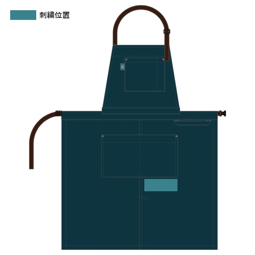 カフェエプロン 刺繍位置