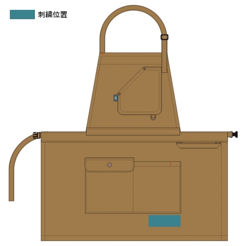 ワークエプロン 刺繍位置